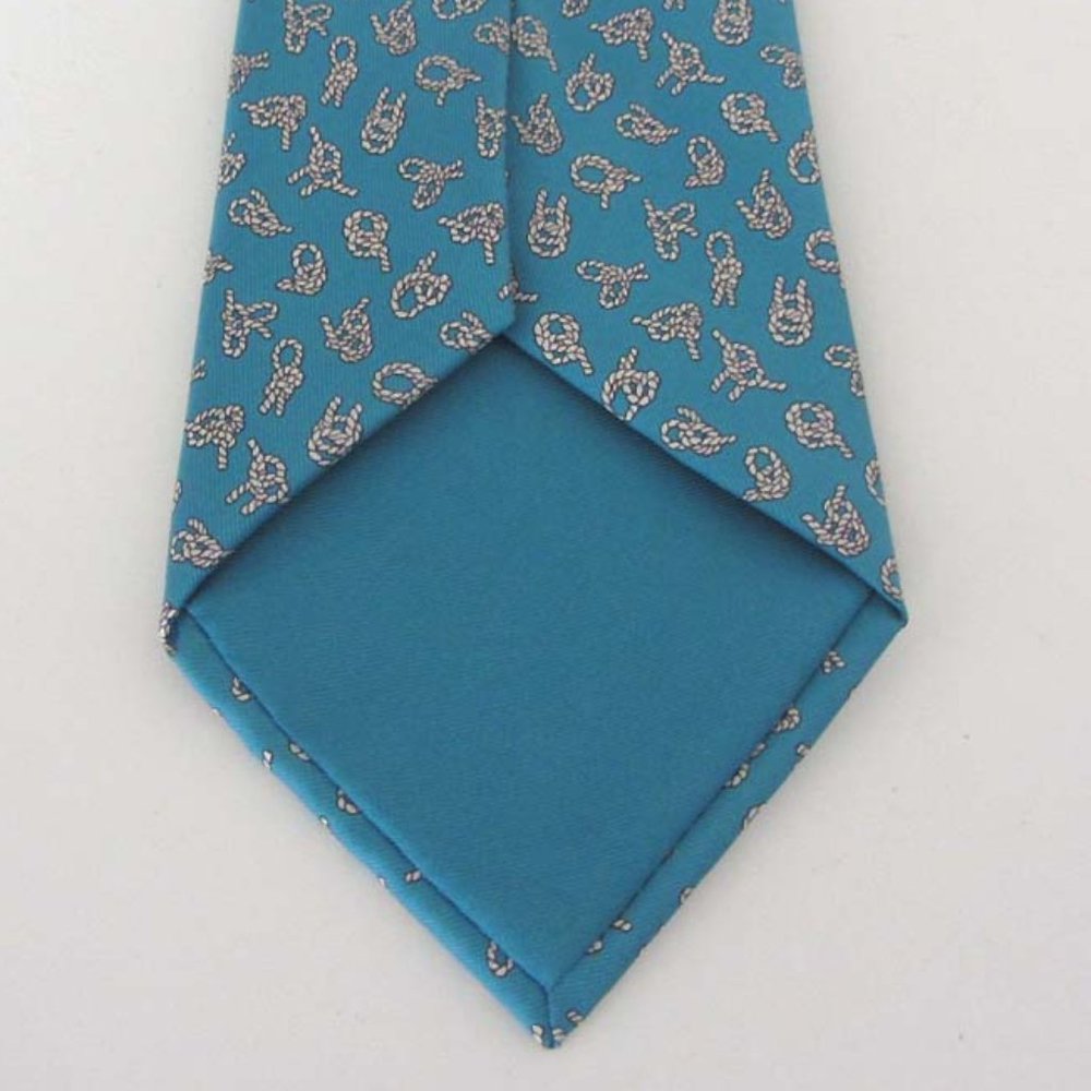 new HERMES 5295 TA sailor knots print silk tie France - Picture 5 of 6